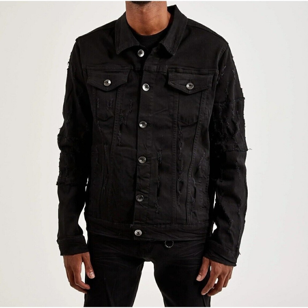 Hudson Woolf Gang Men's Black Distressed Denim Jacket New - Limited Stock.